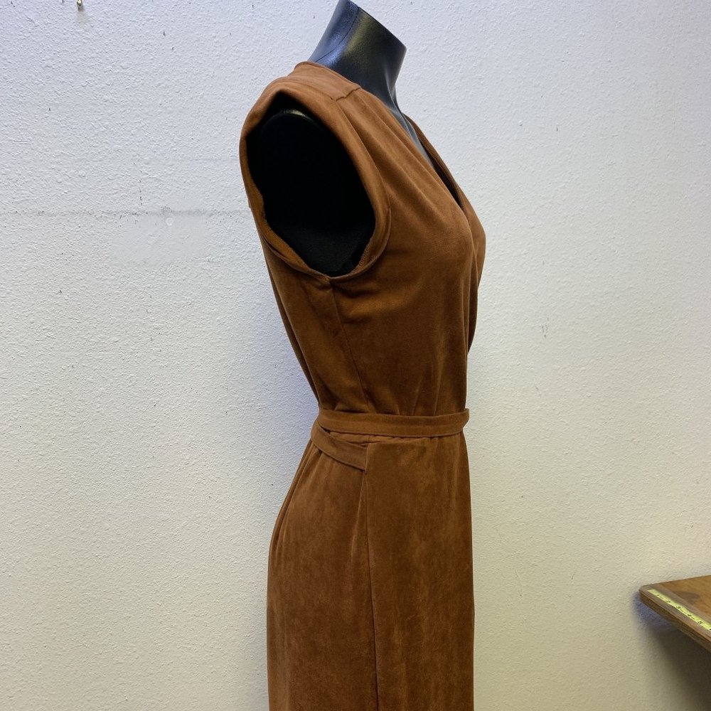 *Banana Republic Faux Suede Fabric Brown Wrap Dress Size 6 - Picture 4 of 8